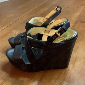 Michael Michael Kors Black Learher Wedges